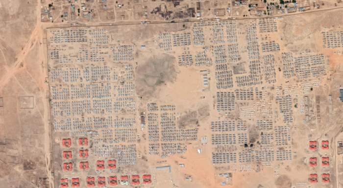 arial view of displaced people and farmers