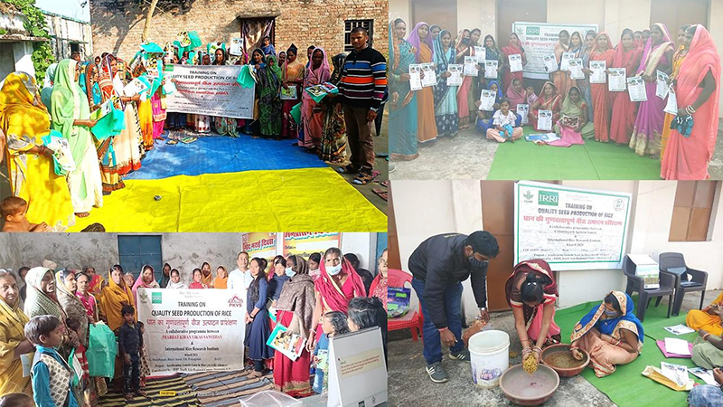 Groups of women gather for training in rural India